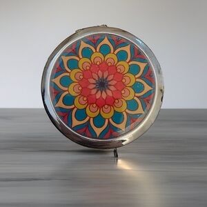Vibrant Mandala Design Compact Mirror